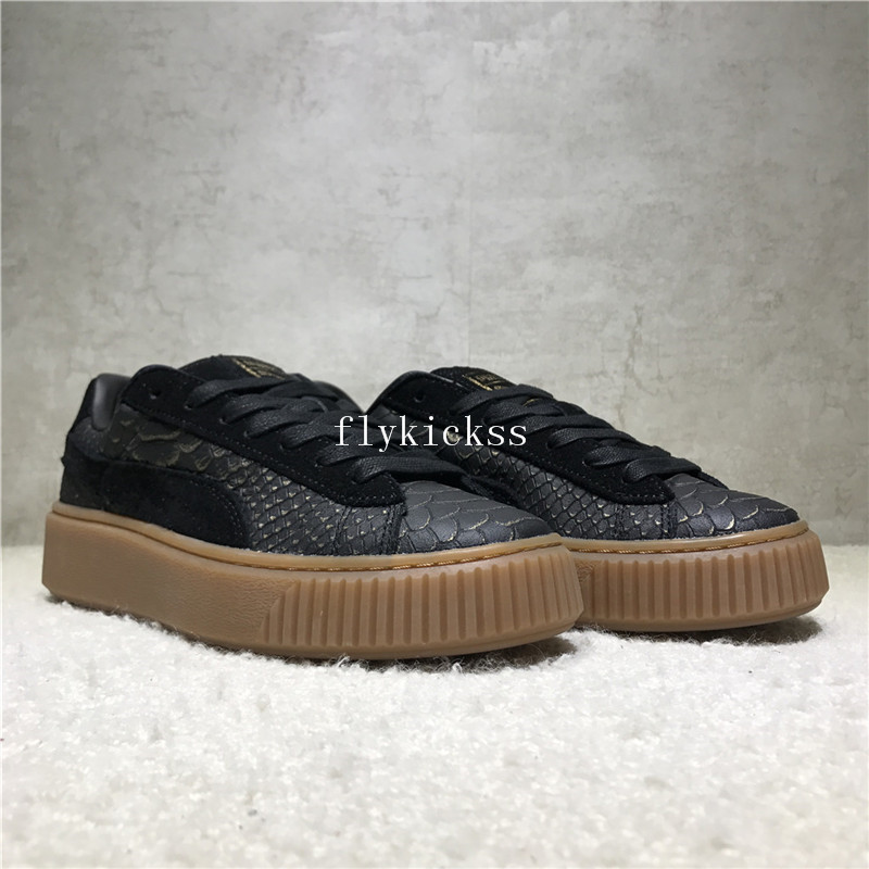 Puma Fenty Rihanna Suede Platform Black Fish Scales